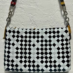 Nahui Ollin Black and White Checkered Candy Wrapper Shoulder Bag Vintage